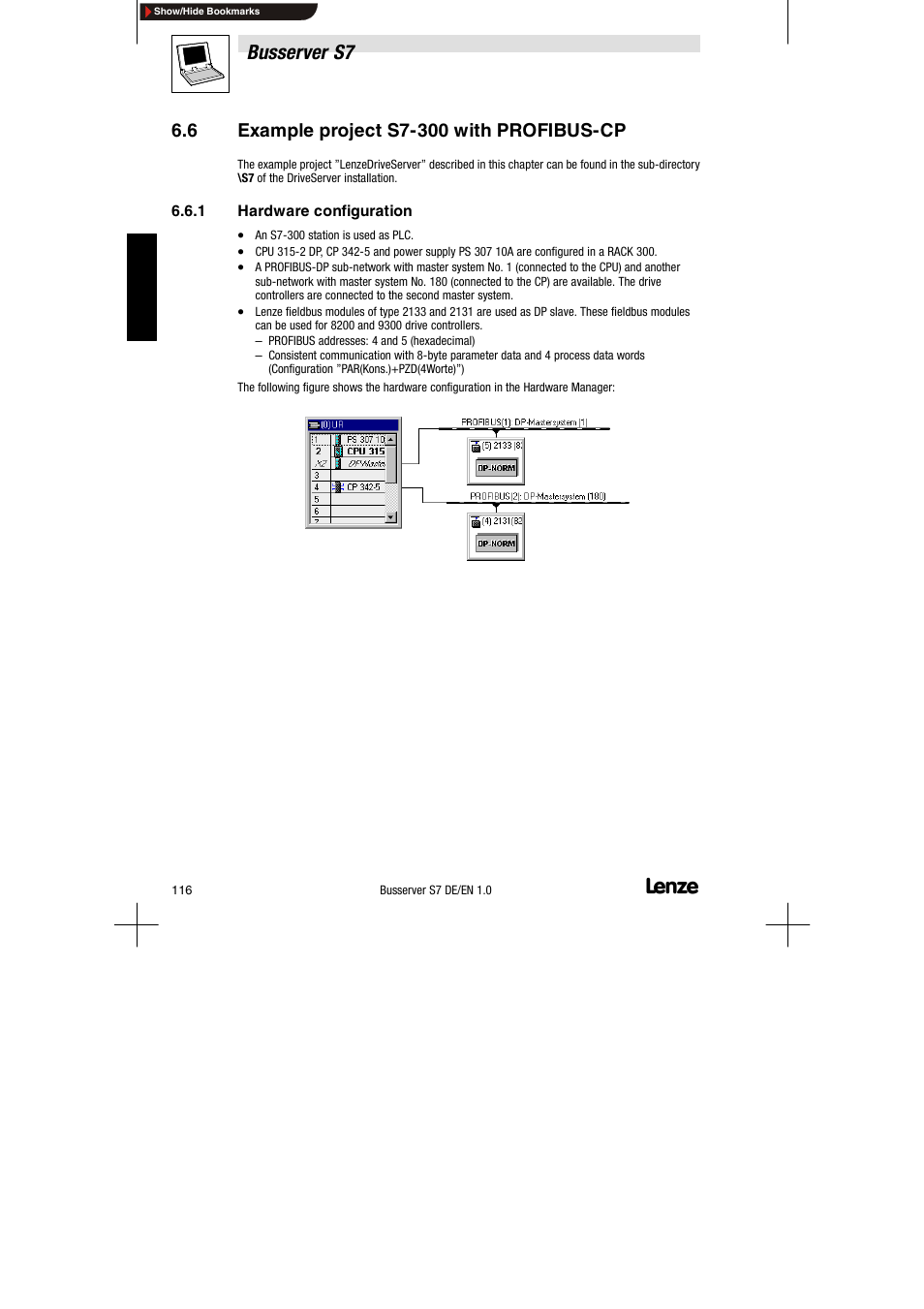 6 example project s7-300 with profibus-cp, 1 hardware configuration, Example project s7-300 with profibus-cp | Hardware configuration, Busserver s7 | Lenze Drive Server Bus server S7 getting started User Manual | Page 55 / 63