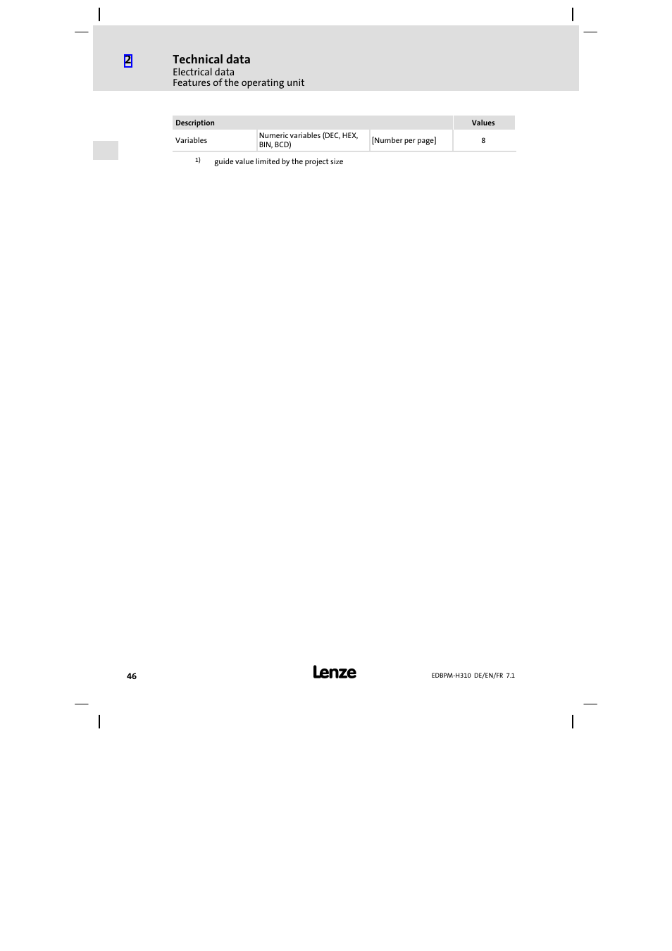 Lenze EPM−H310 User Manual | Page 46 / 102