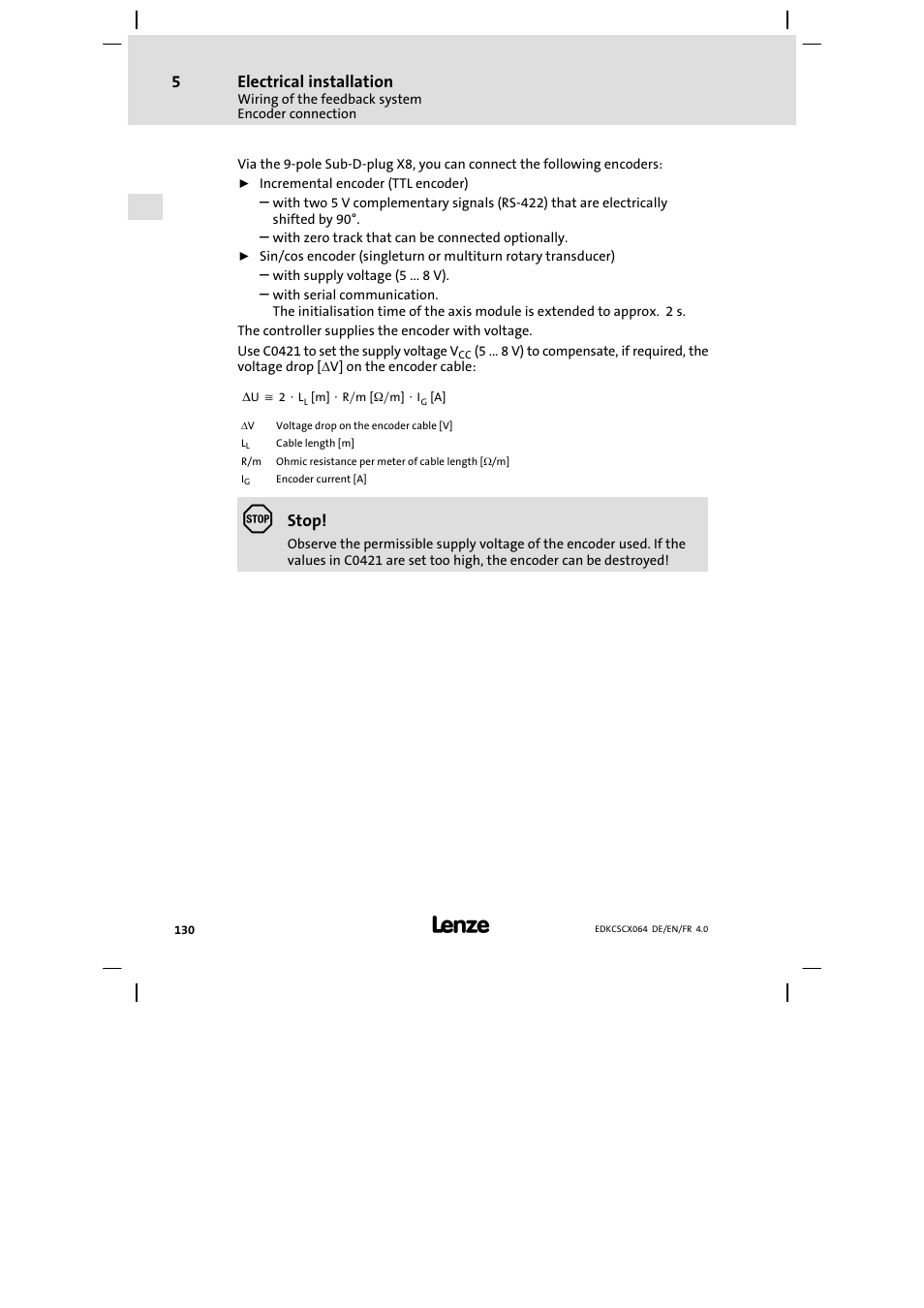 Lenze ECSCx Axis cold plate User Manual | Page 130 / 208