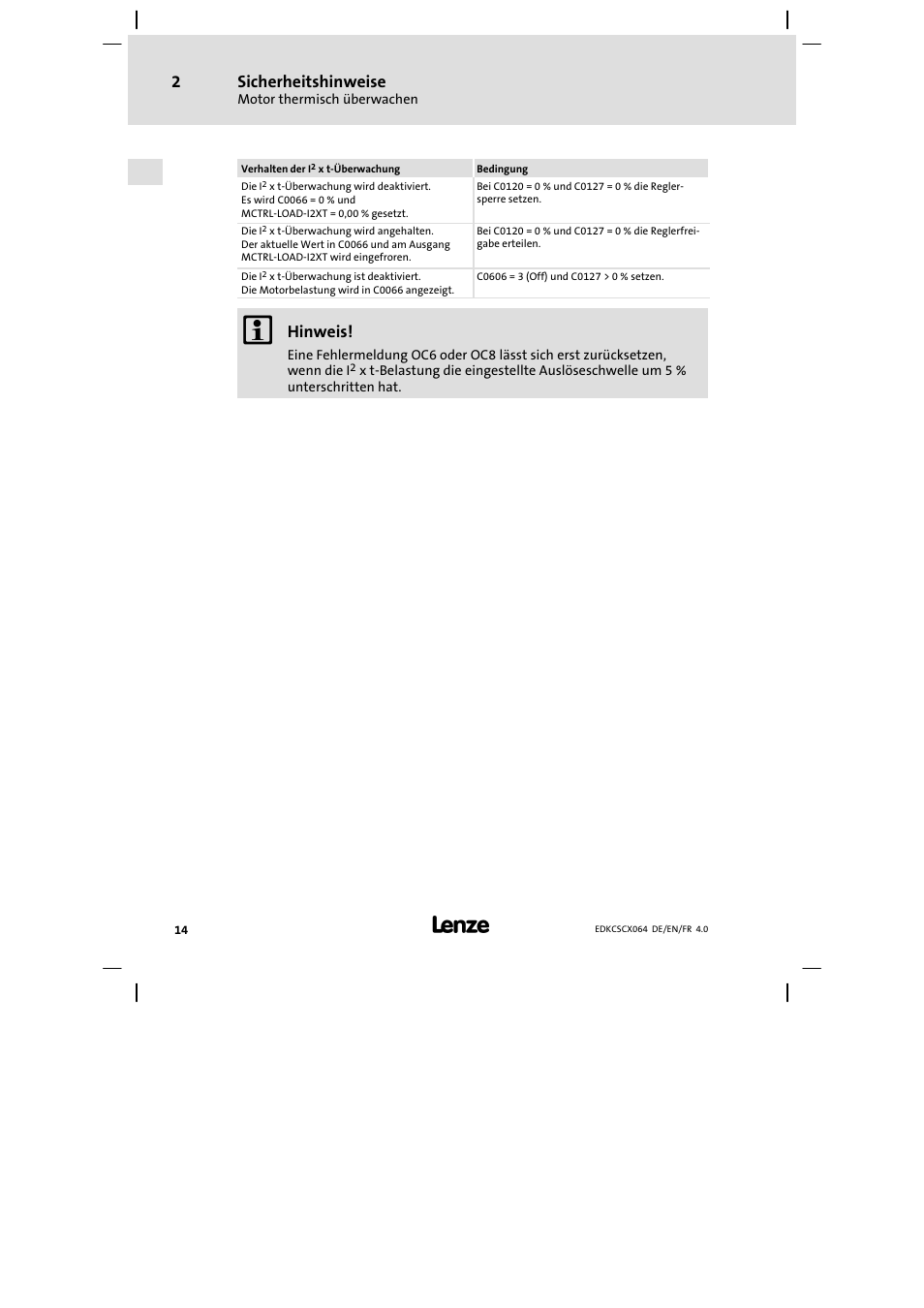 Sicherheitshinweise, Hinweis | Lenze ECSCx Axis cold plate User Manual | Page 14 / 208