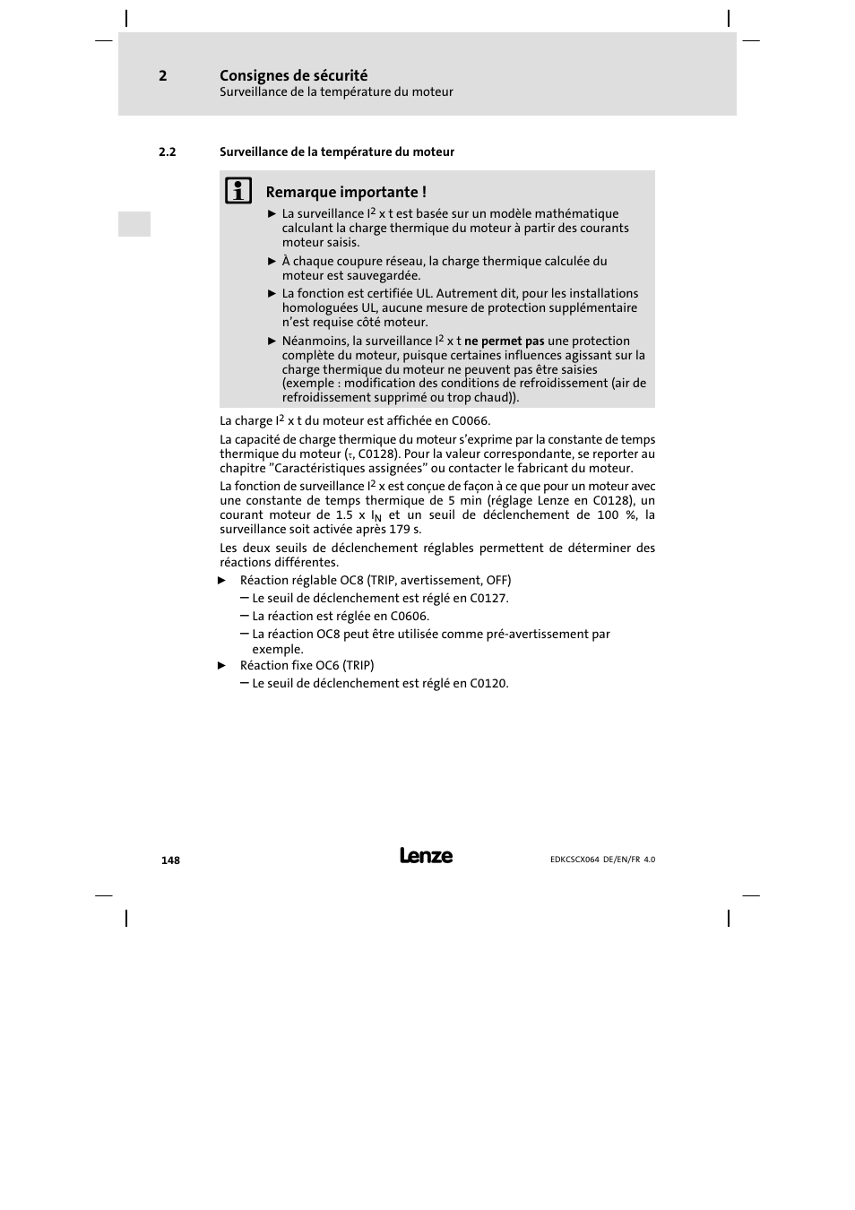 Surveillance de la température du moteur | Lenze ECSCx Axis cold plate User Manual | Page 148 / 208