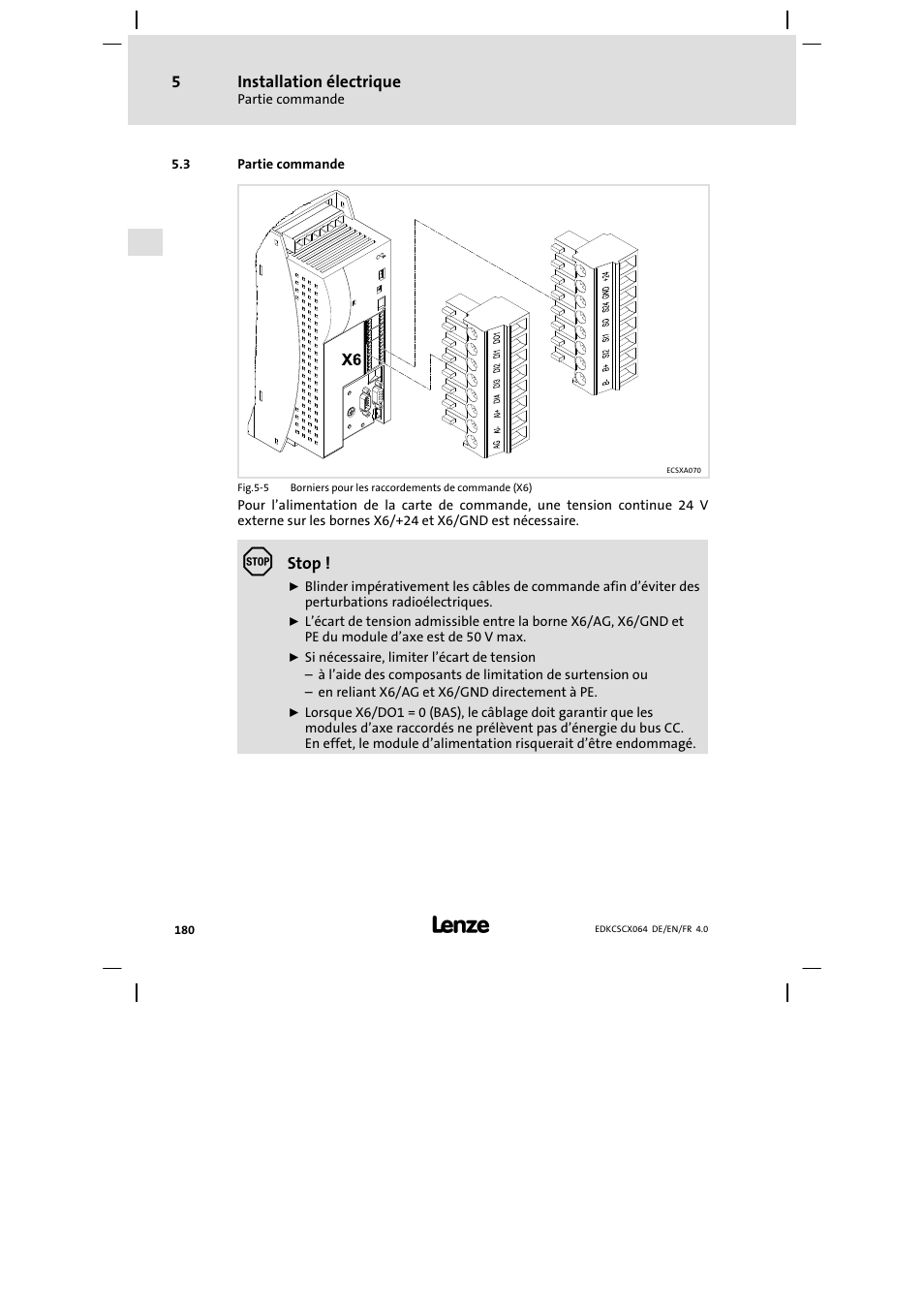 Partie commande | Lenze ECSCx Axis cold plate User Manual | Page 180 / 208