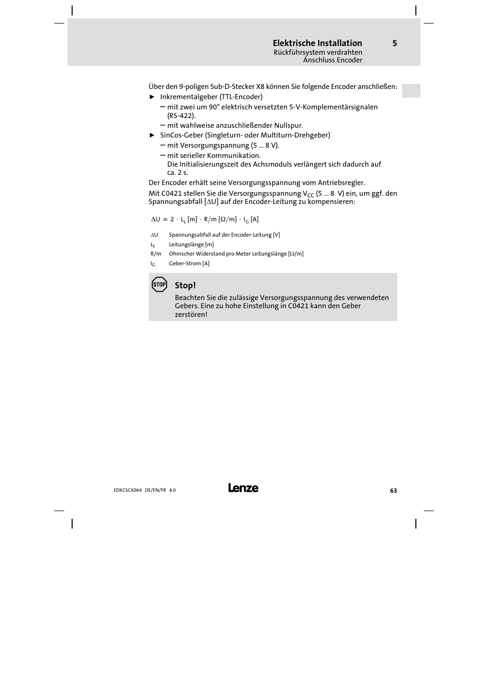 Lenze ECSCx Axis cold plate User Manual | Page 63 / 208