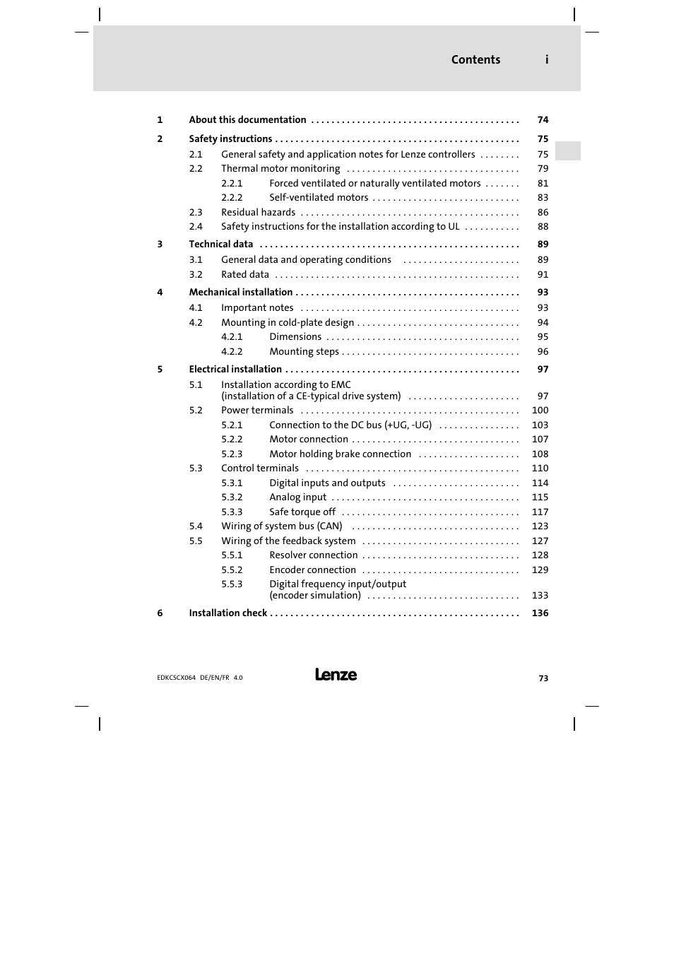 Lenze ECSCx Axis cold plate User Manual | Page 73 / 208