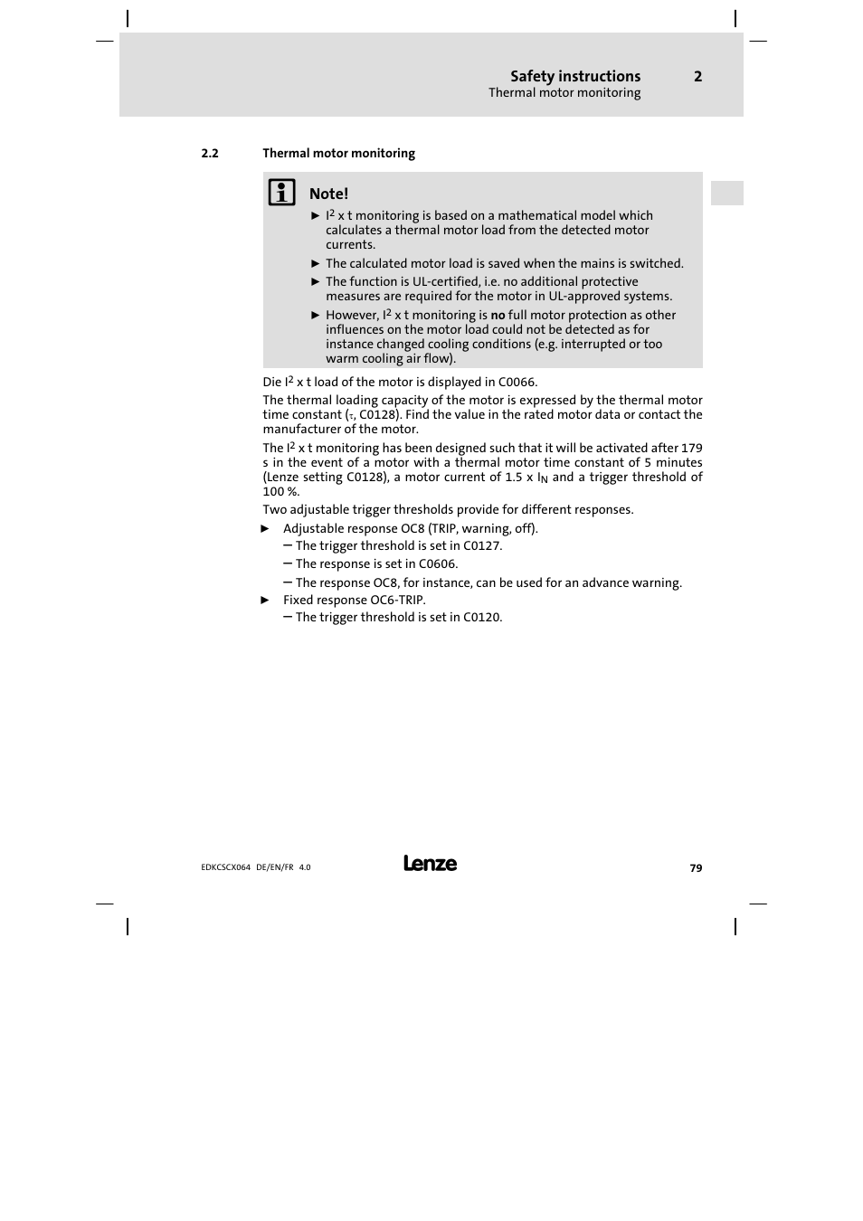 Thermal motor monitoring | Lenze ECSCx Axis cold plate User Manual | Page 79 / 208