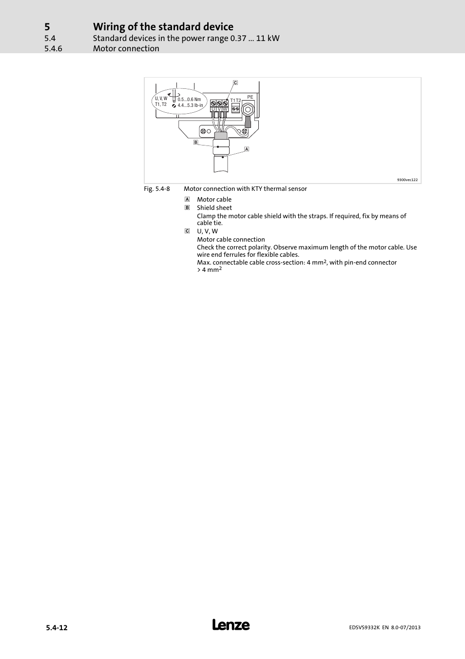 Wiring of the standard device | Lenze EVS9332xK User Manual | Page 108 / 467