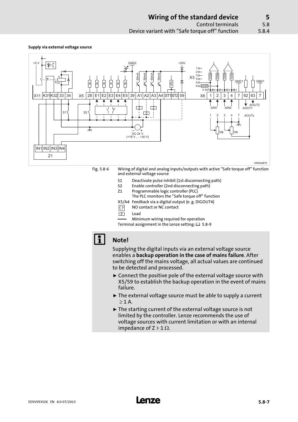 Wiring of the standard device | Lenze EVS9332xK User Manual | Page 147 / 467