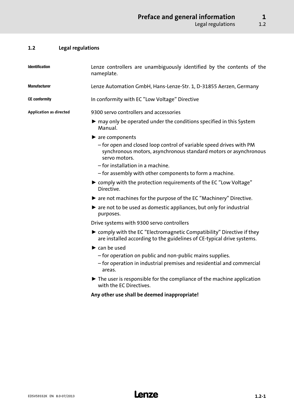 Legal regulations, Preface and general information | Lenze EVS9332xK User Manual | Page 17 / 467