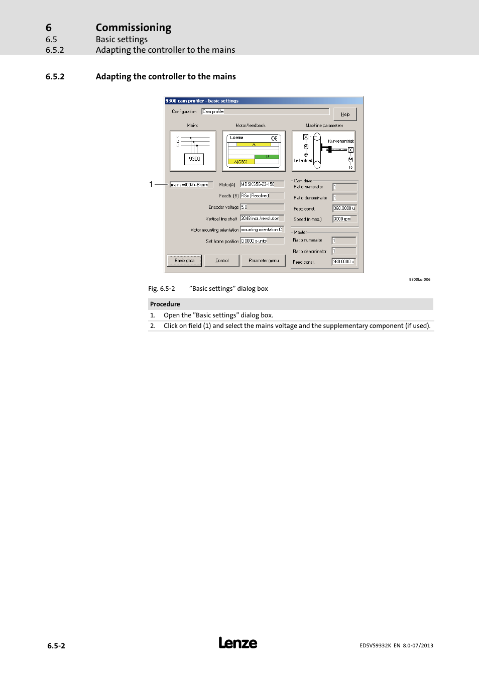Adapting the controller to the mains, Commissioning | Lenze EVS9332xK User Manual | Page 174 / 467