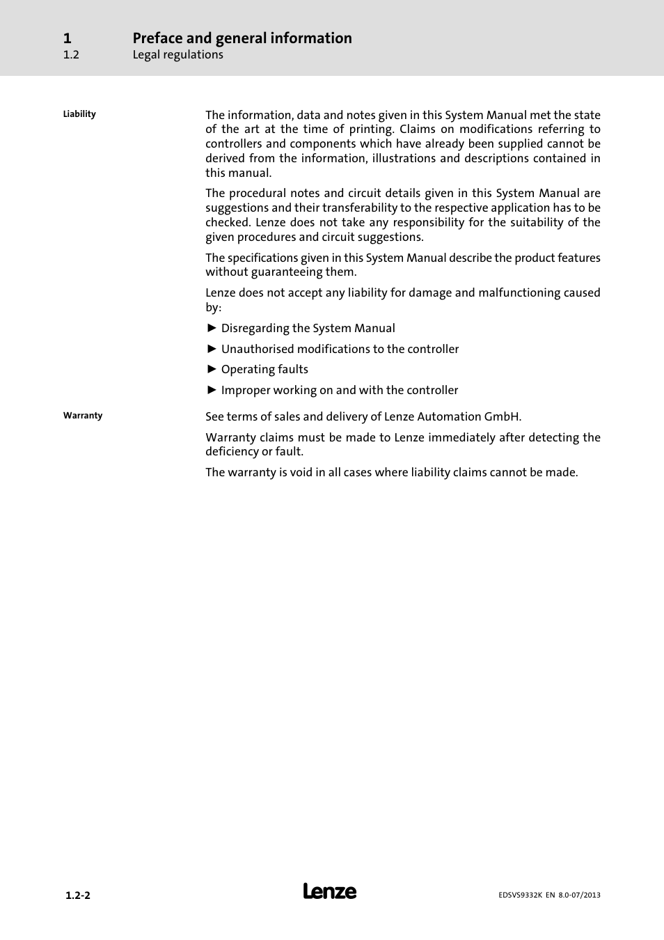 Preface and general information | Lenze EVS9332xK User Manual | Page 18 / 467