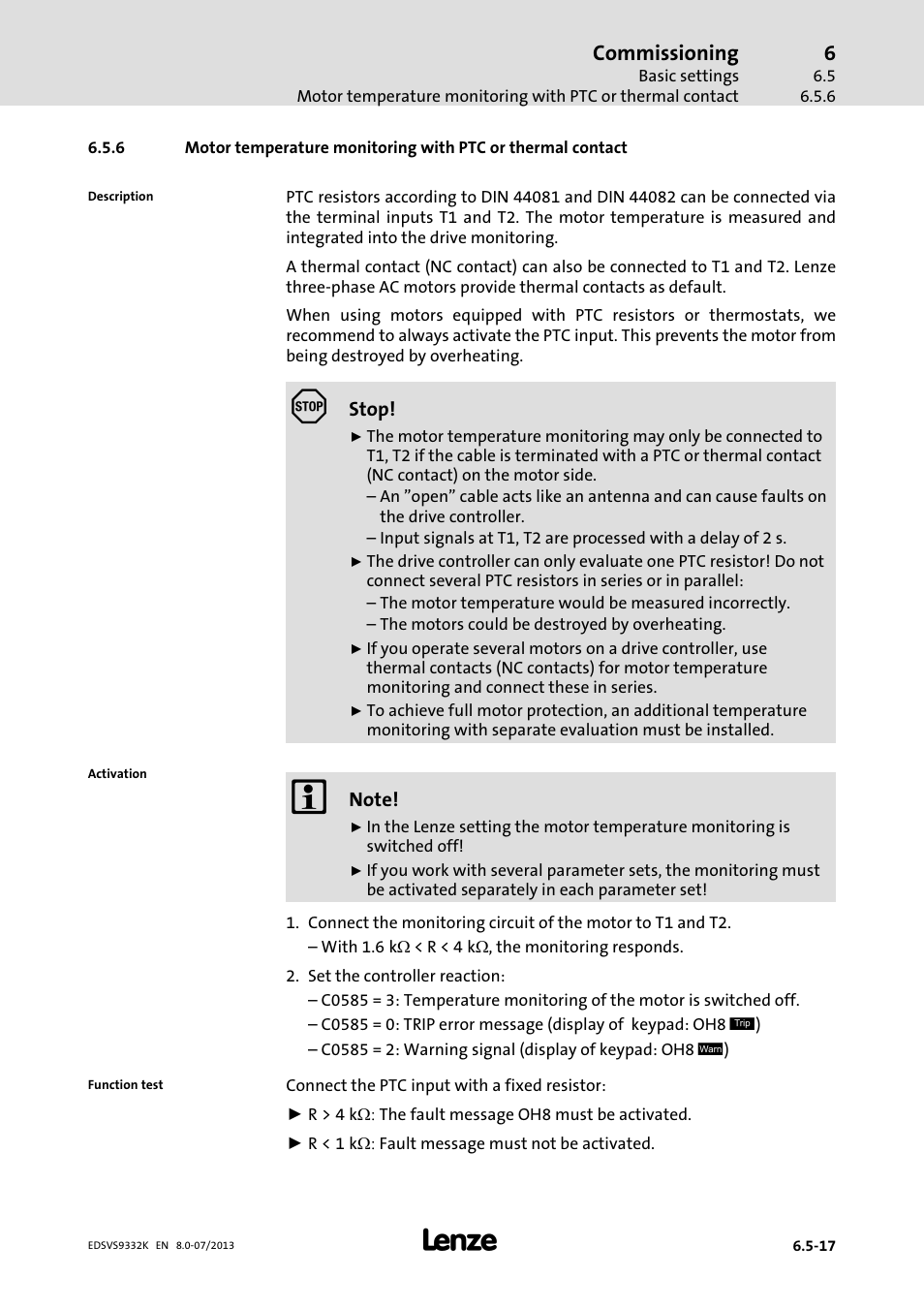 Commissioning | Lenze EVS9332xK User Manual | Page 189 / 467