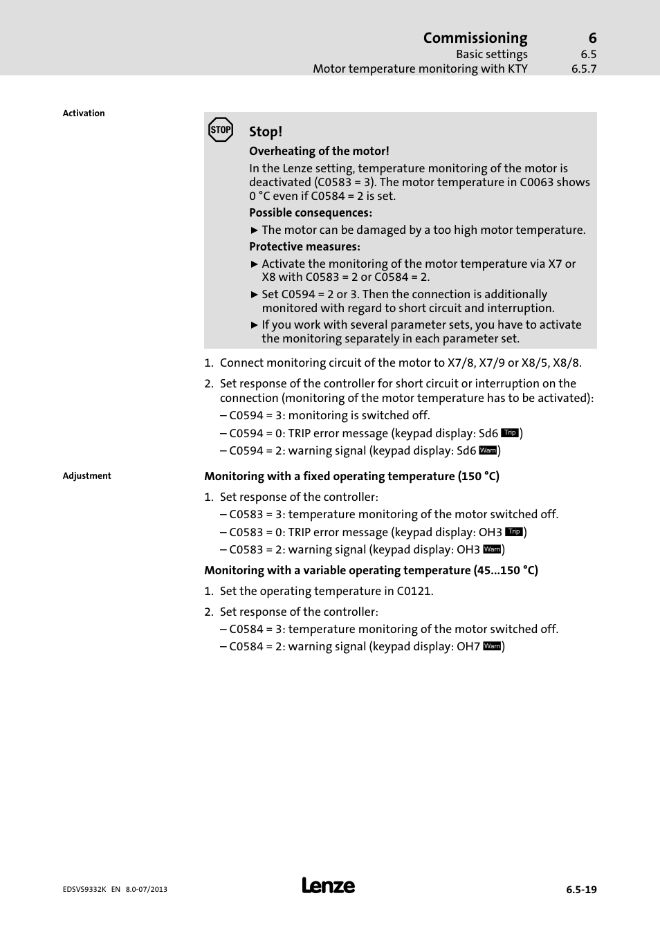 Commissioning | Lenze EVS9332xK User Manual | Page 191 / 467