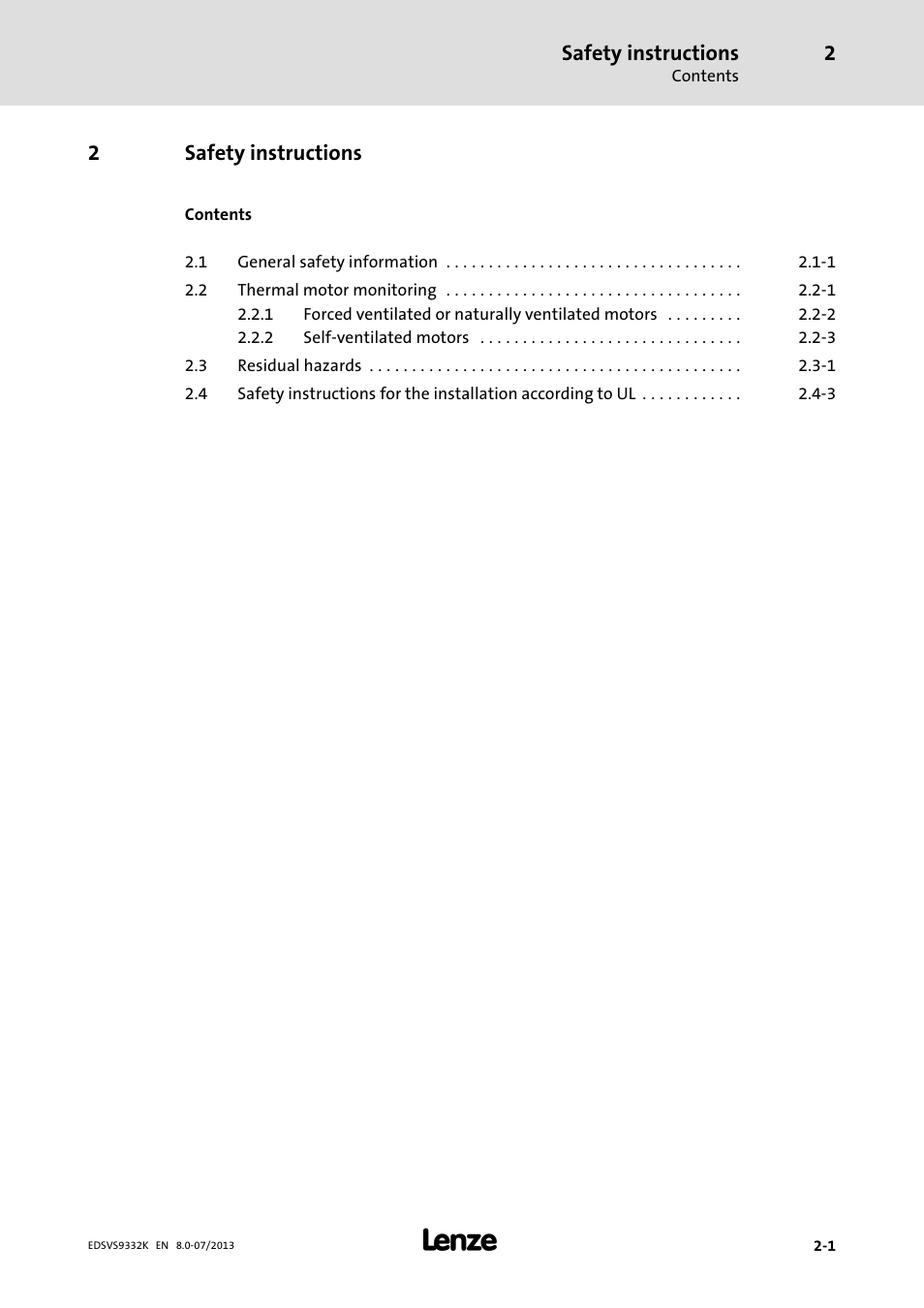 Safety instructions, 2safety instructions | Lenze EVS9332xK User Manual | Page 23 / 467