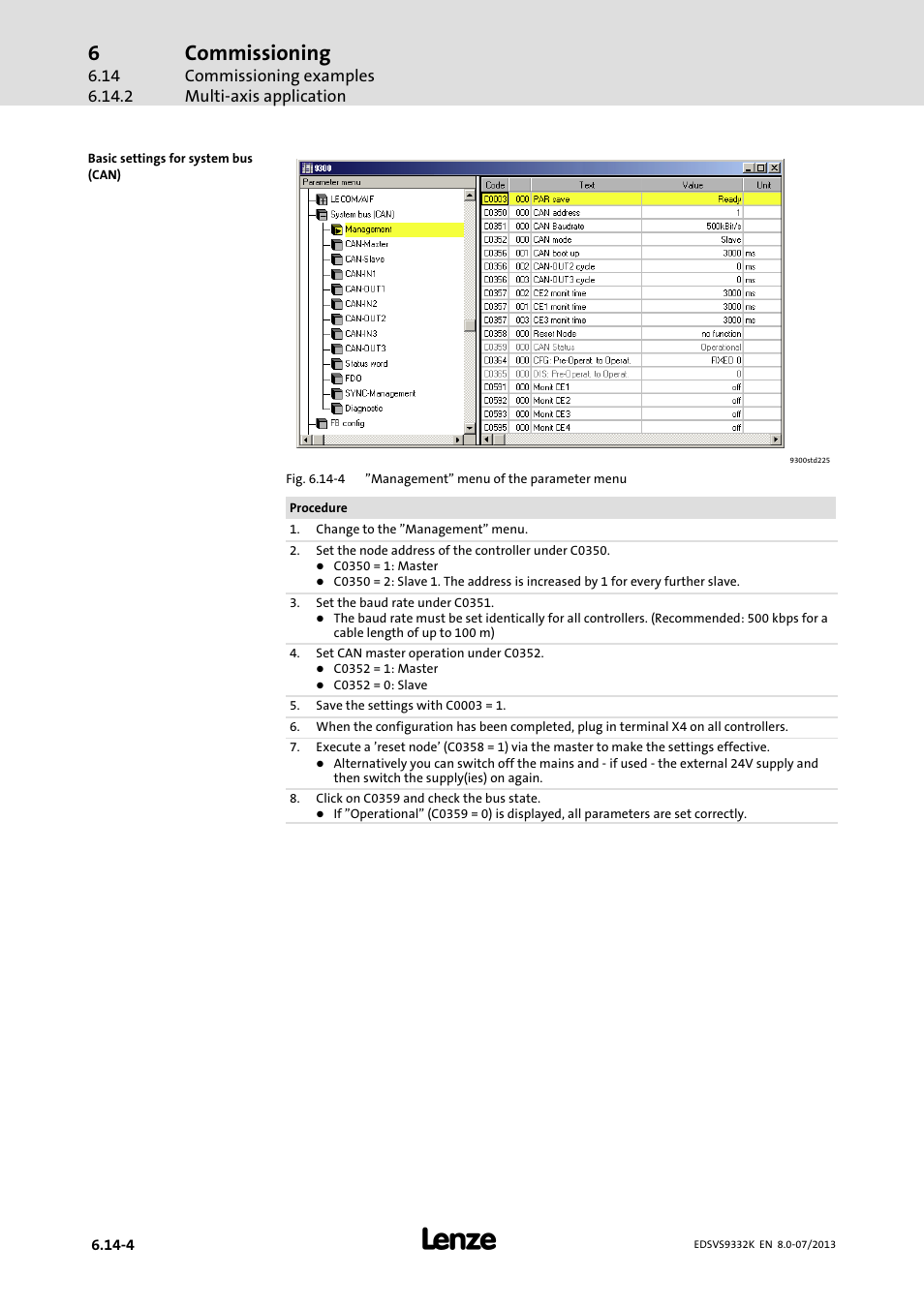 Commissioning | Lenze EVS9332xK User Manual | Page 234 / 467