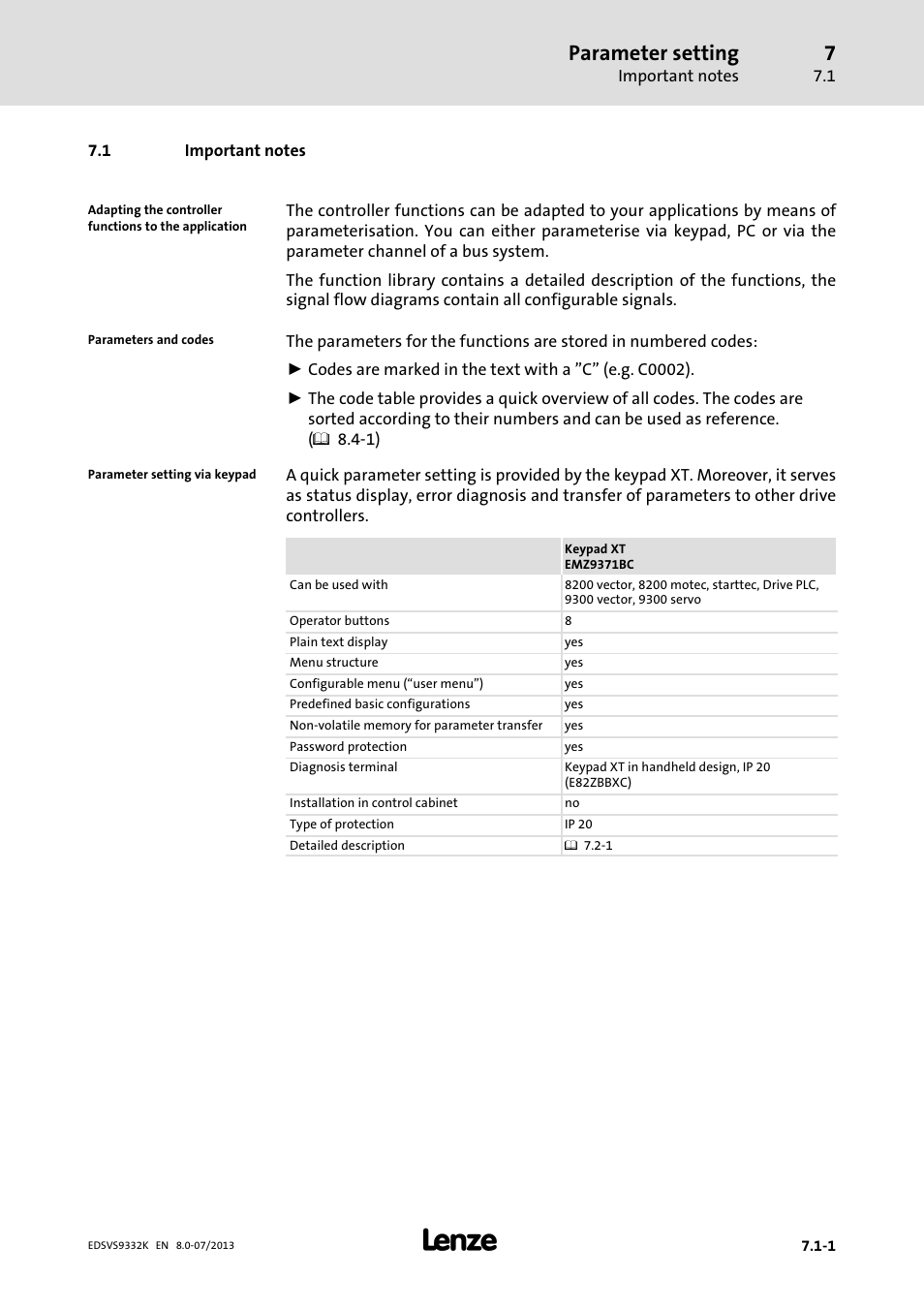 Important notes, Parameter setting | Lenze EVS9332xK User Manual | Page 241 / 467