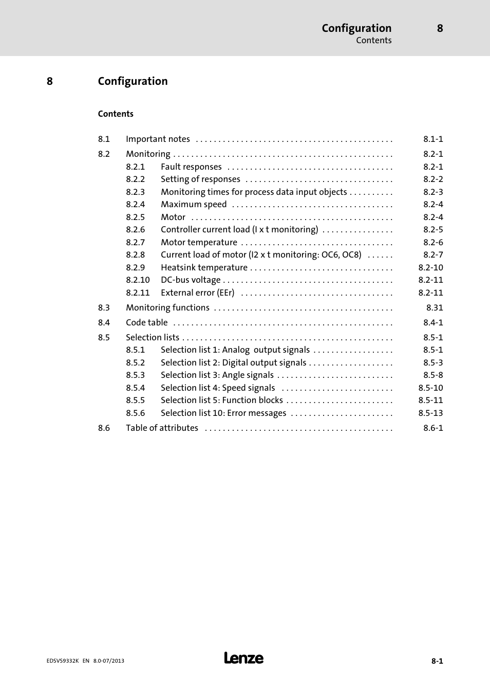 Configuration, 8configuration | Lenze EVS9332xK User Manual | Page 255 / 467