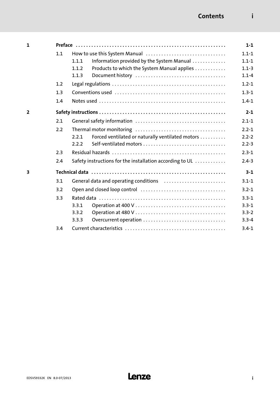 Lenze EVS9332xK User Manual | Page 3 / 467