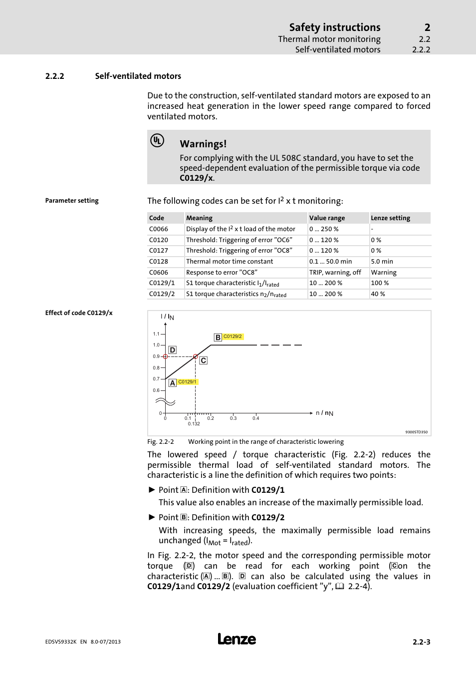 Self-ventilated motors, Self−ventilated motors, Safety instructions | Warnings | Lenze EVS9332xK User Manual | Page 31 / 467