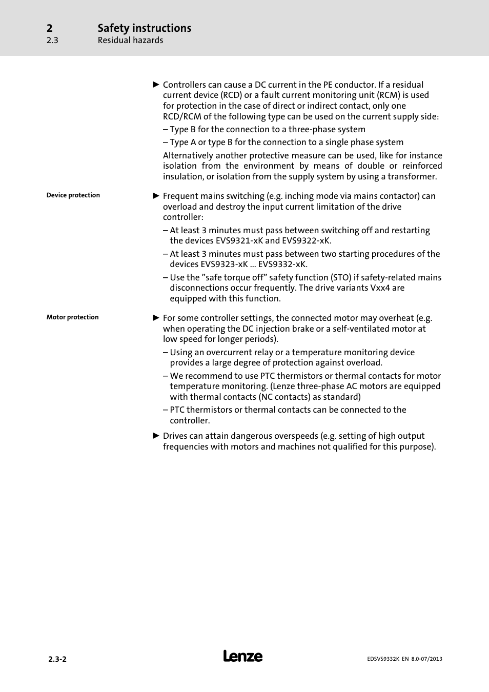 Safety instructions | Lenze EVS9332xK User Manual | Page 34 / 467