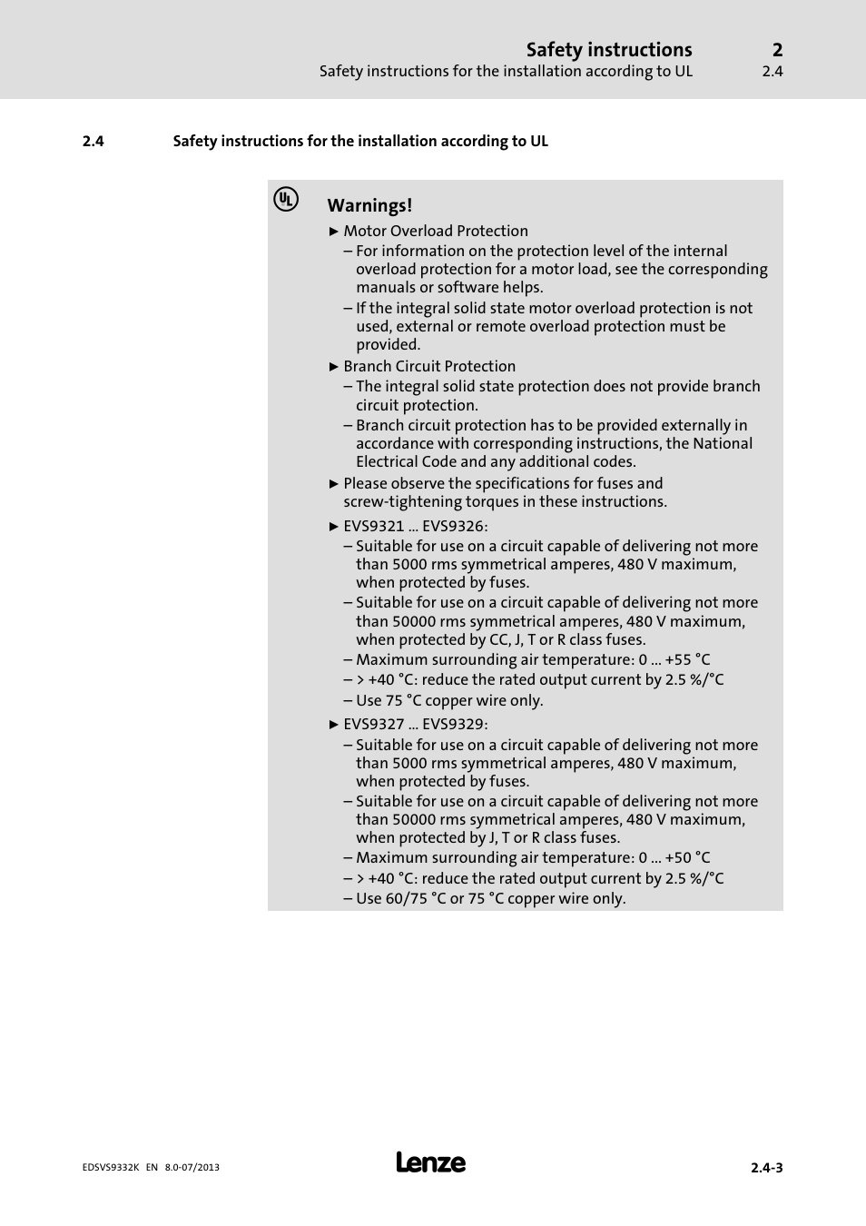 Safety instructions | Lenze EVS9332xK User Manual | Page 35 / 467