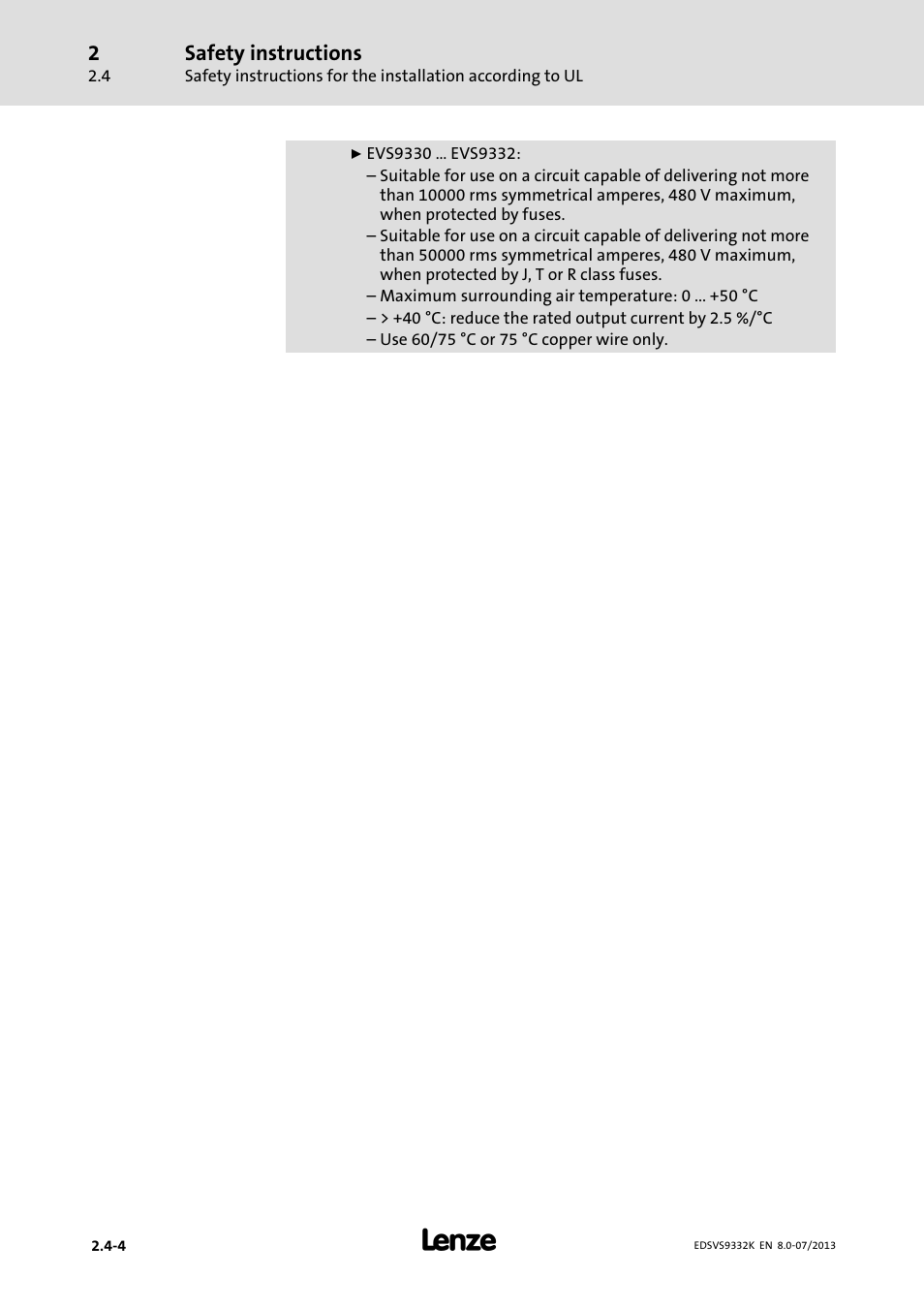 Lenze EVS9332xK User Manual | Page 36 / 467