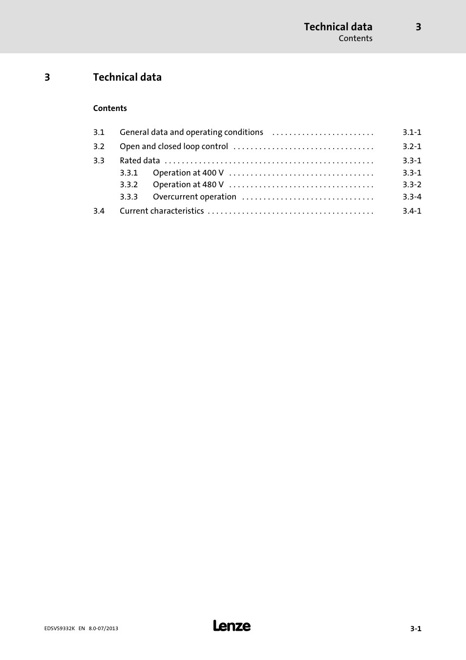 Technical data, 3technical data | Lenze EVS9332xK User Manual | Page 37 / 467