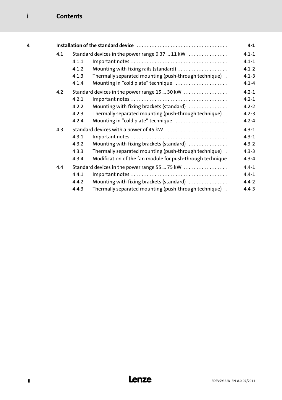 Contents i | Lenze EVS9332xK User Manual | Page 4 / 467