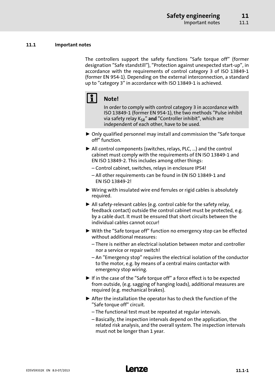 Important notes | Lenze EVS9332xK User Manual | Page 425 / 467