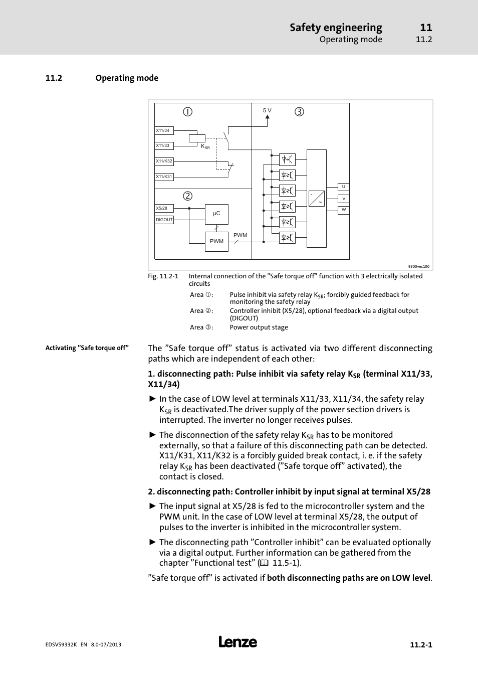 Operating mode, Safety engineering | Lenze EVS9332xK User Manual | Page 427 / 467