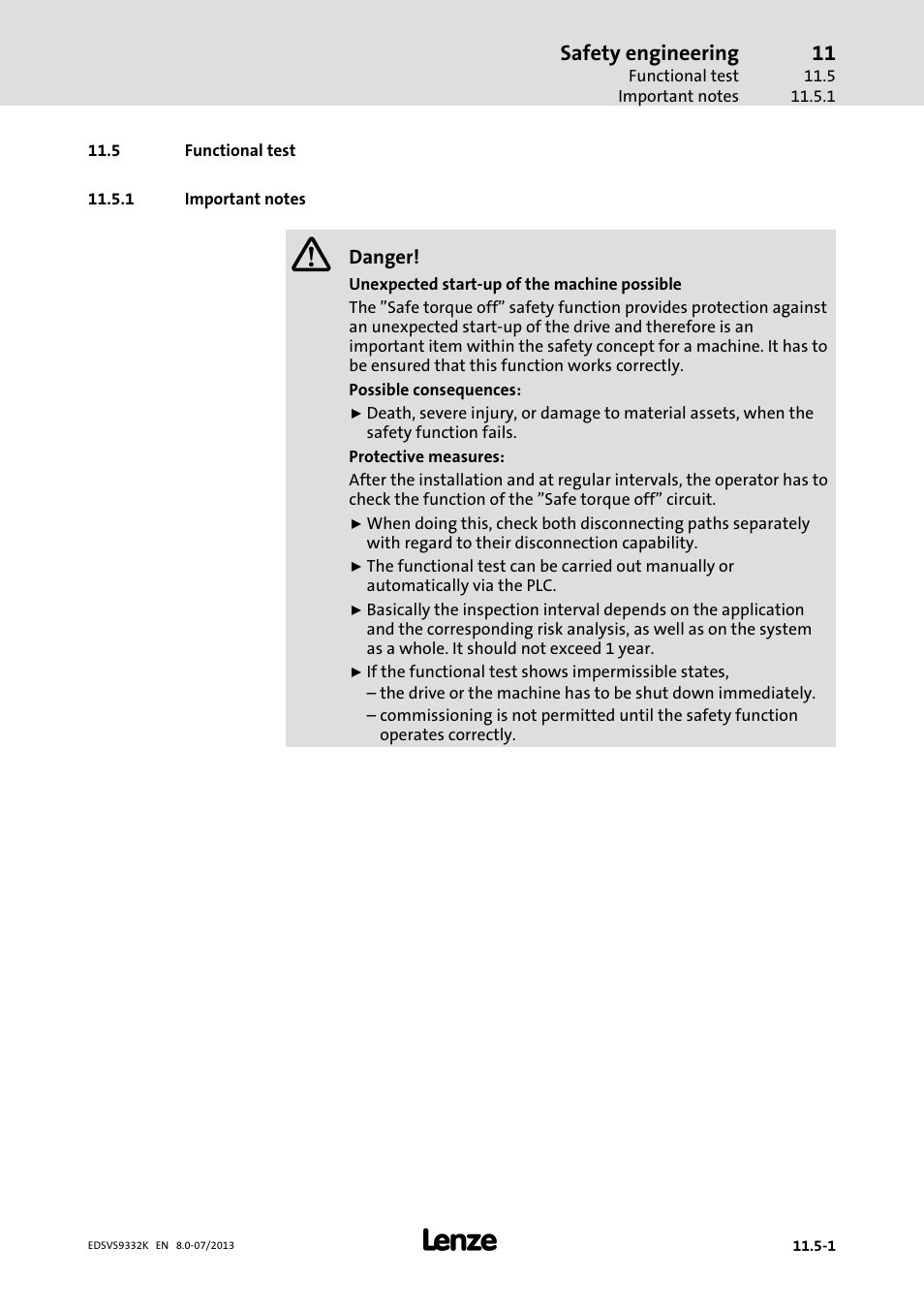 Functional test, Important notes | Lenze EVS9332xK User Manual | Page 433 / 467