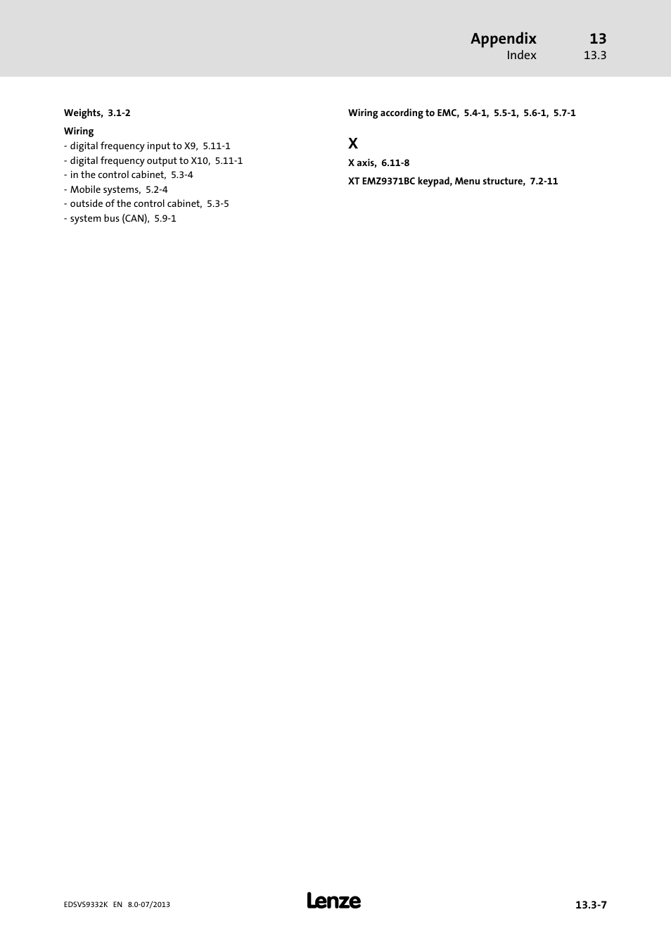 Lenze EVS9332xK User Manual | Page 465 / 467