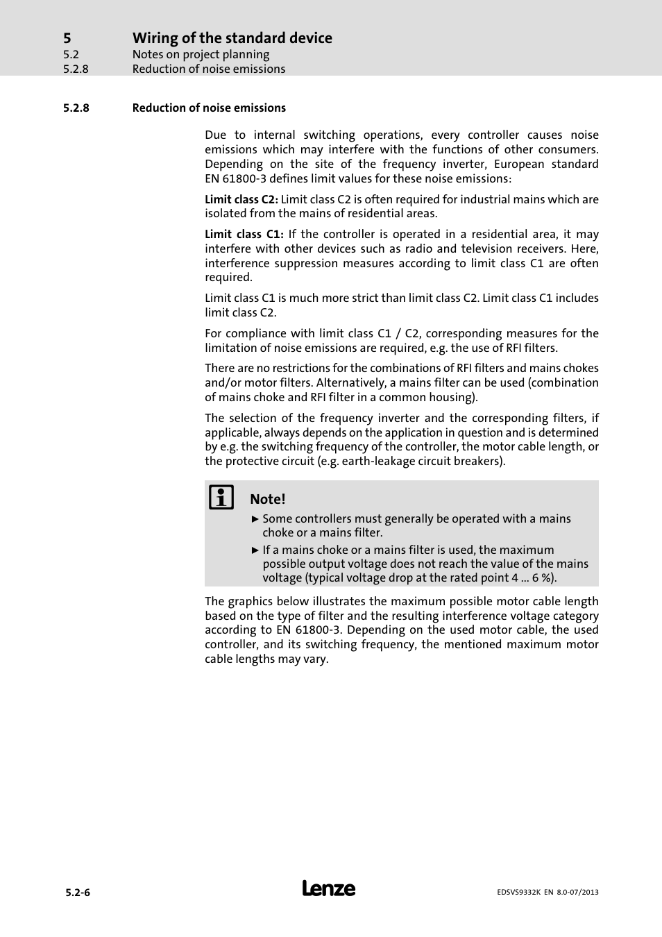 Reduction of noise emissions | Lenze EVS9332xK User Manual | Page 86 / 467