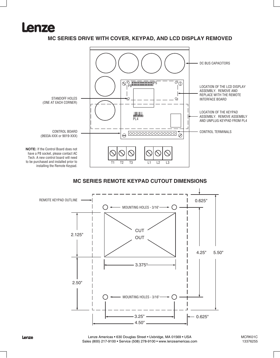 Lenze MC Series remote keypad User Manual | Page 2 / 2