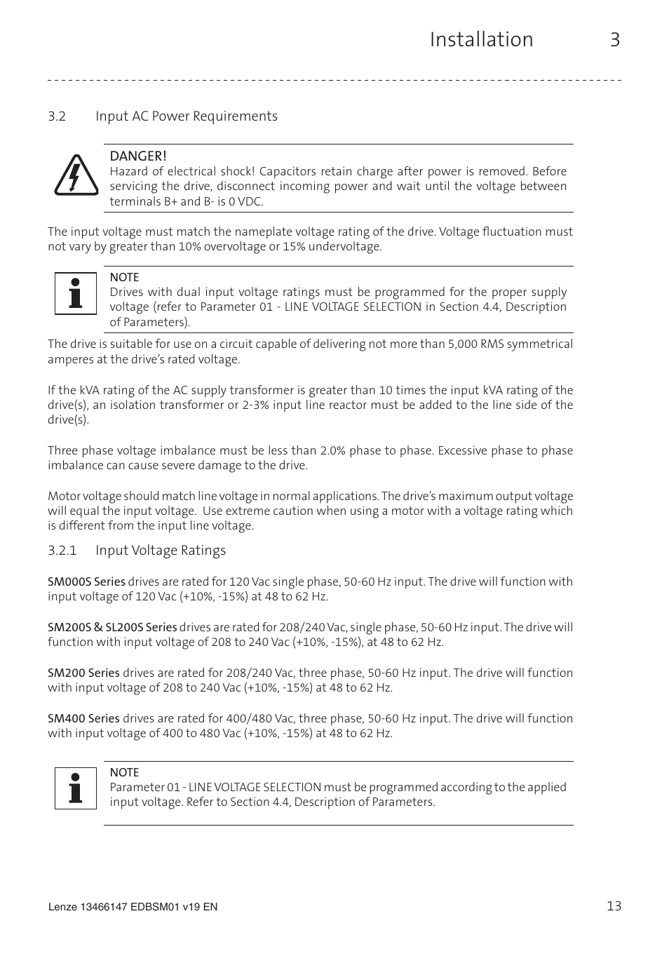 Installation 3 | Lenze SL User Manual | Page 13 / 52