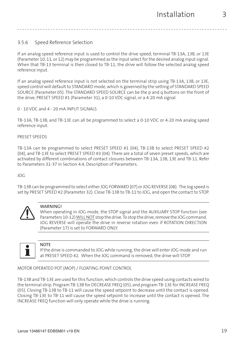 Installation 3 | Lenze SL User Manual | Page 19 / 52