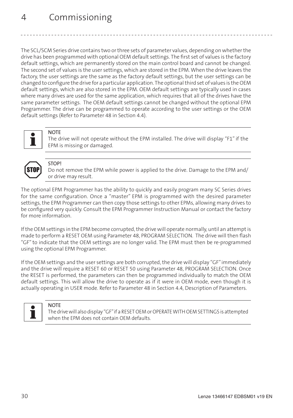 4 commissioning | Lenze SL User Manual | Page 30 / 52