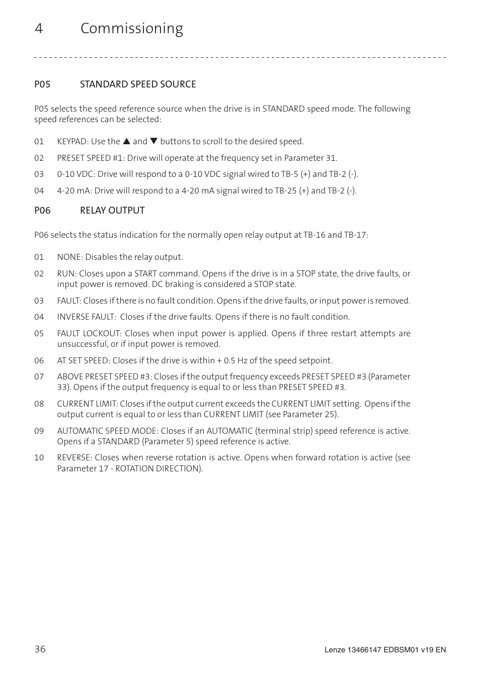 4 commissioning | Lenze SL User Manual | Page 36 / 52