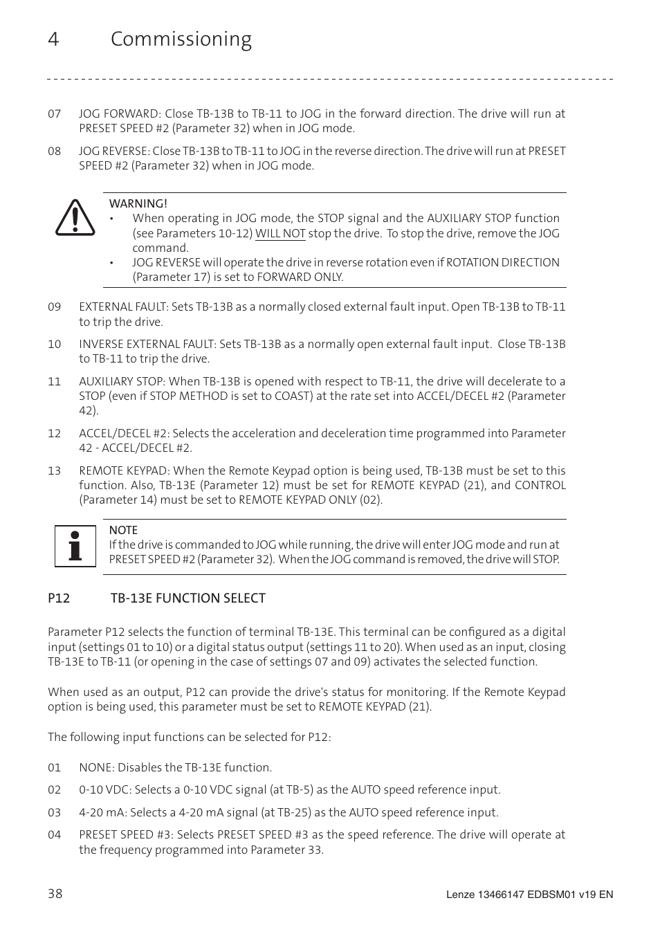 4 commissioning | Lenze SL User Manual | Page 38 / 52