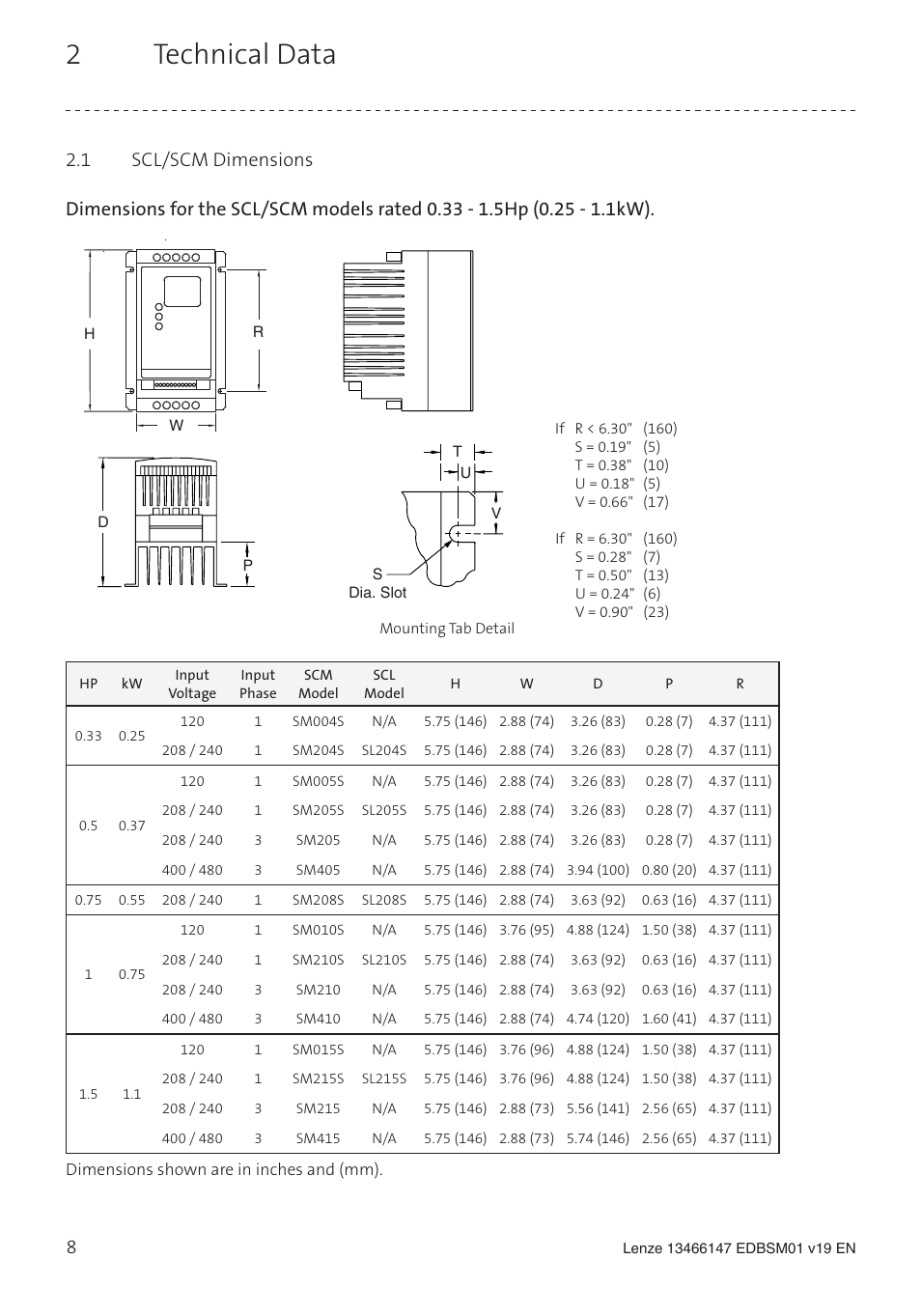 2technical data | Lenze SL User Manual | Page 8 / 52