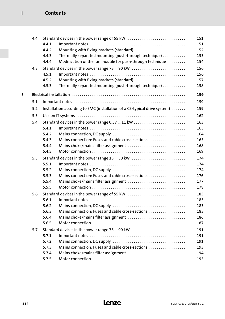 Contents i | Lenze EVF9333 User Manual | Page 112 / 324