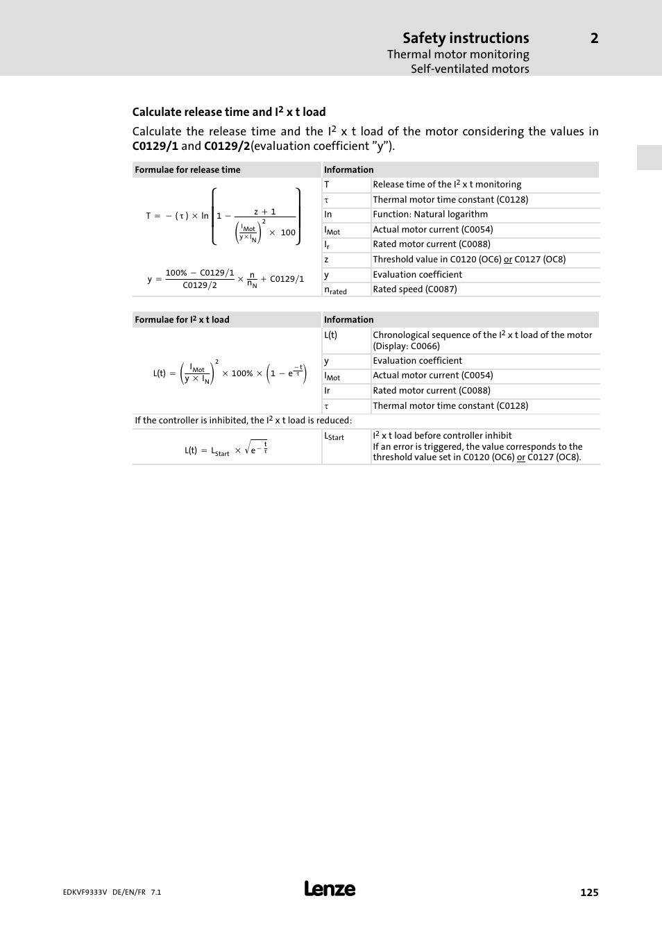 Ȧȧ ȡ ȣ, Ȧȧ ȣ ȥ, Safety instructions | Lenze EVF9333 User Manual | Page 125 / 324