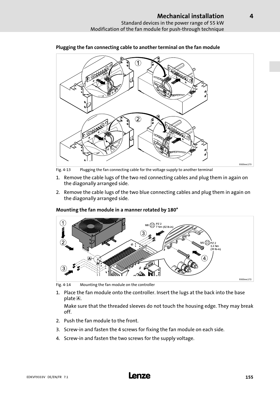 Mechanical installation | Lenze EVF9333 User Manual | Page 155 / 324