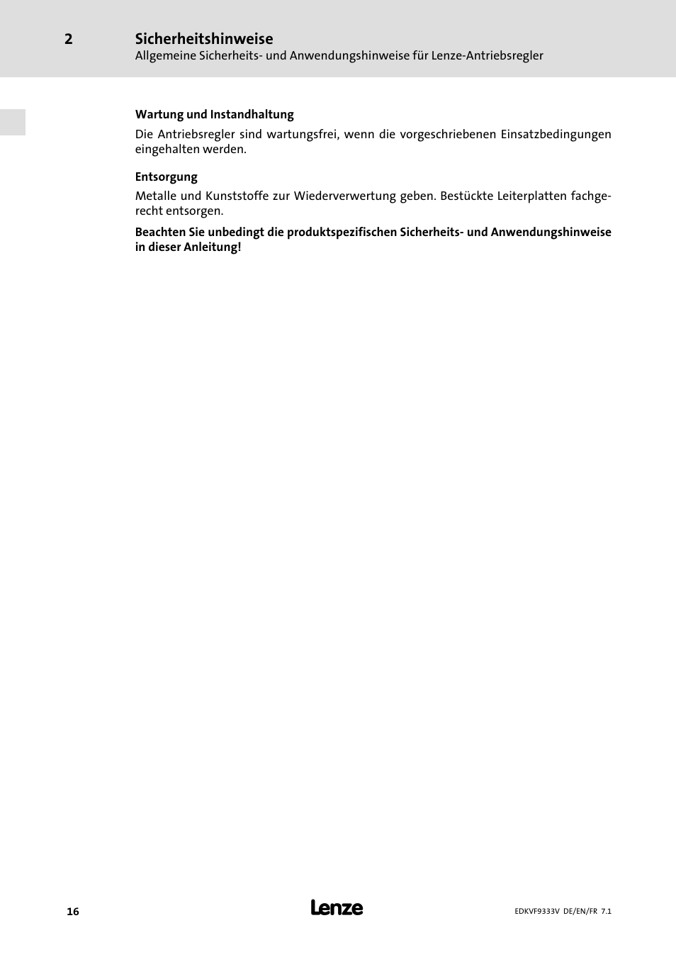 Lenze EVF9333 User Manual | Page 16 / 324