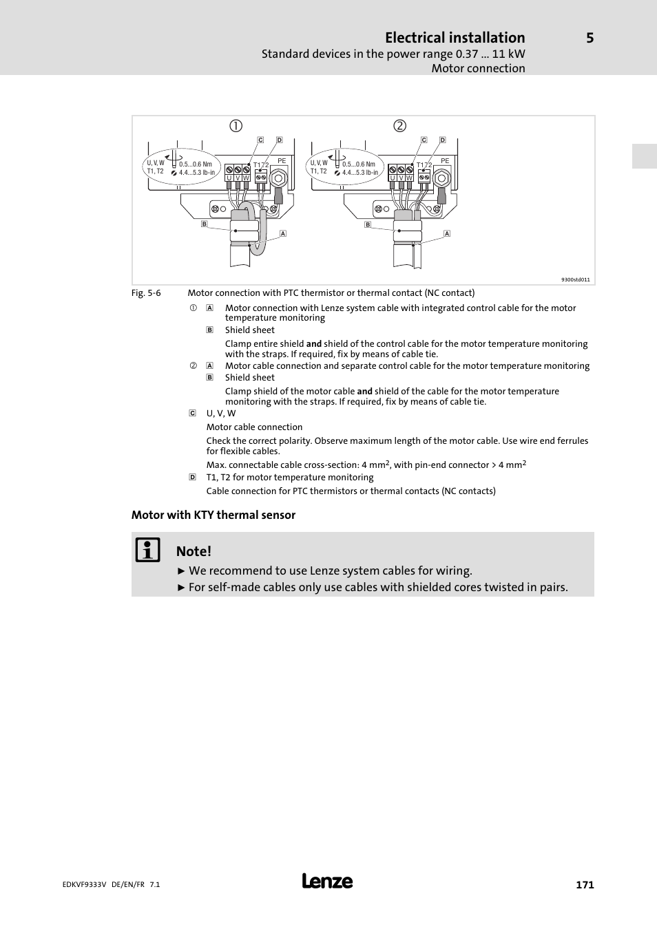 Electrical installation | Lenze EVF9333 User Manual | Page 171 / 324