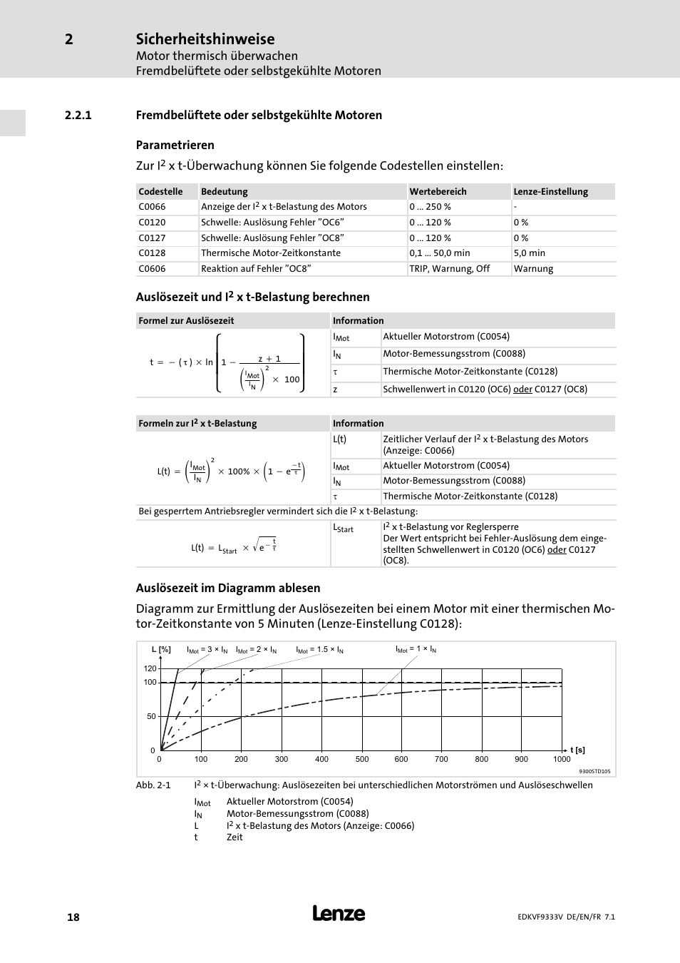 Fremdbelüftete oder selbstgekühlte motoren, Ȧȧ ȡ ȣ, Ȧȧ ȣ ȥ | Sicherheitshinweise, Auslösezeit und i, X t−belastung berechnen | Lenze EVF9333 User Manual | Page 18 / 324