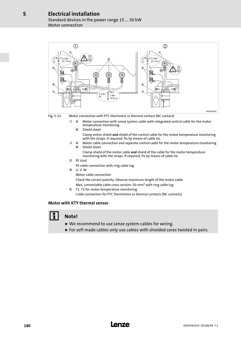 Electrical installation | Lenze EVF9333 User Manual | Page 180 / 324