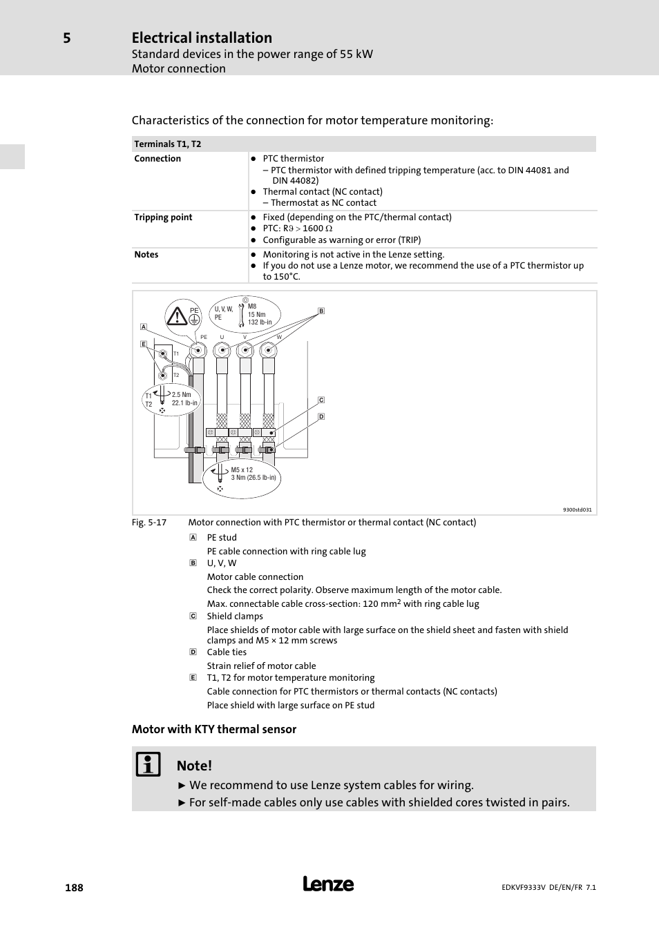 Electrical installation | Lenze EVF9333 User Manual | Page 188 / 324