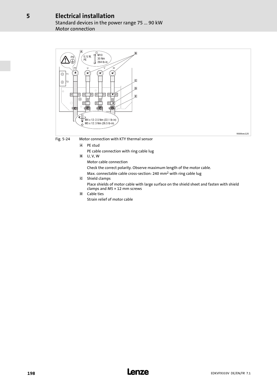 Electrical installation | Lenze EVF9333 User Manual | Page 198 / 324