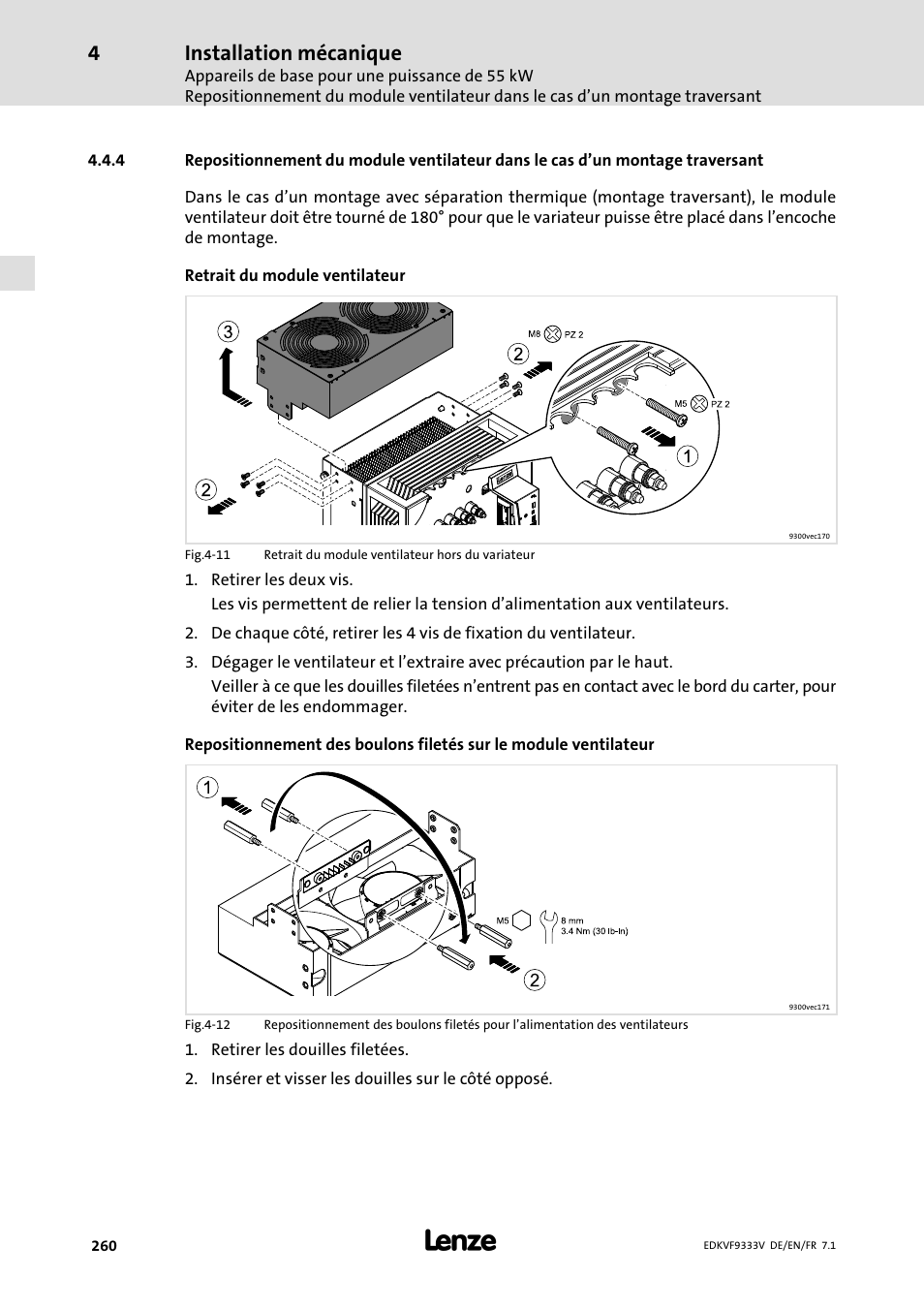 Installation mécanique | Lenze EVF9333 User Manual | Page 260 / 324