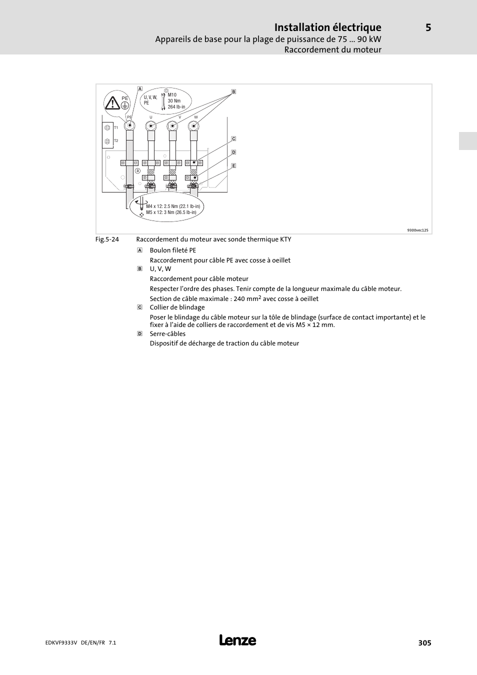 Installation électrique | Lenze EVF9333 User Manual | Page 305 / 324